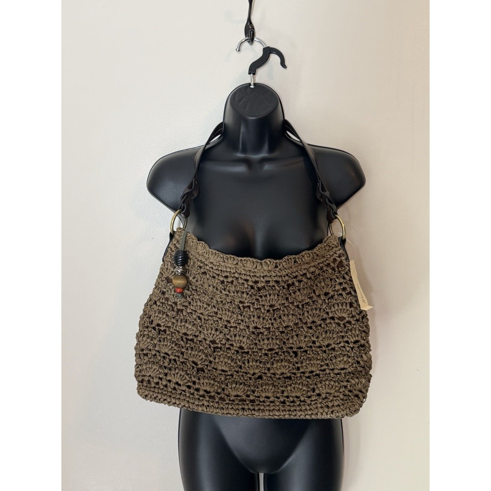 Vintage St Johns Bay Shoulder Bag Woven‎ Paper Beaded  Boho Coastal Brown NWT
